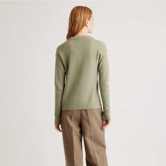 Quince Baby Alpaca-Wool Diamond Stitch Crew in Sage Women's Medium - Picture 2 of 9